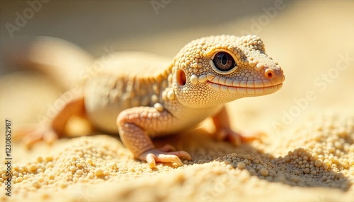 A Pale Desert Gecko Basking In Sunlight
