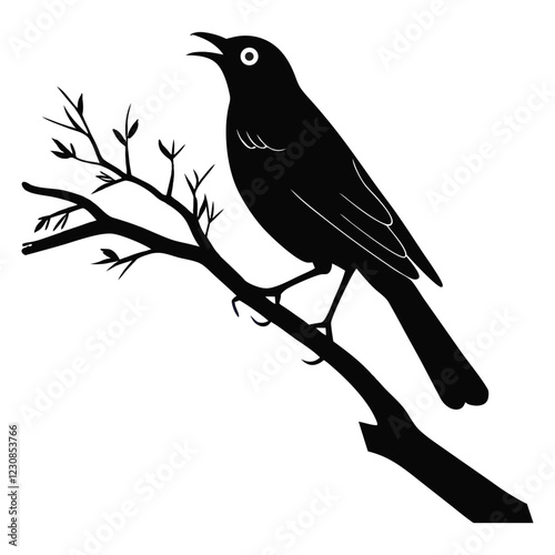 Vector silhouette bird on white background-5