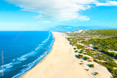 Fototapeta Naklejka Na Ścianę i Meble -  Aereal view of an untouched Patara Beach in Antalya,Turkey