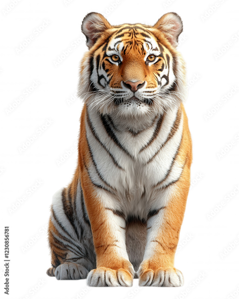 Fototapeta premium Closeup Portrait of Majestic Bengal Tiger on Neutral Background High Quality Wildlife Photo