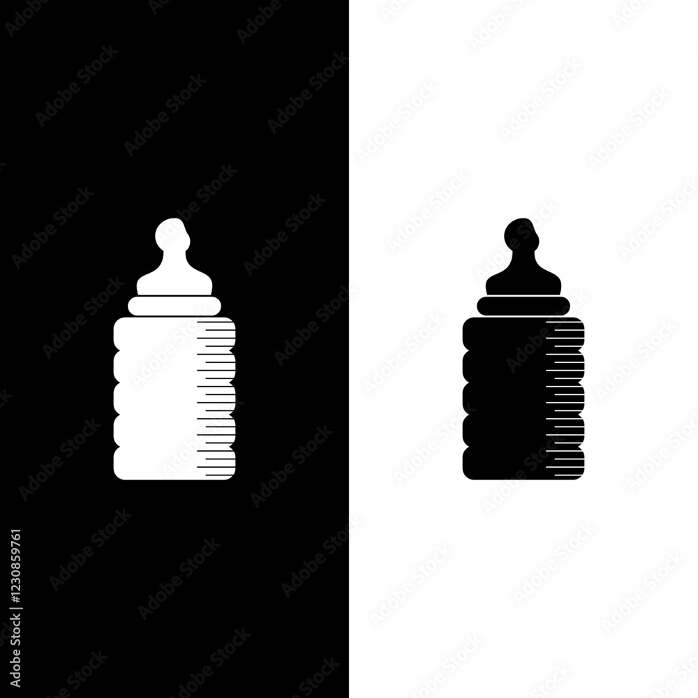 Modern Baby Bottle Vector for Monochrome Projects.