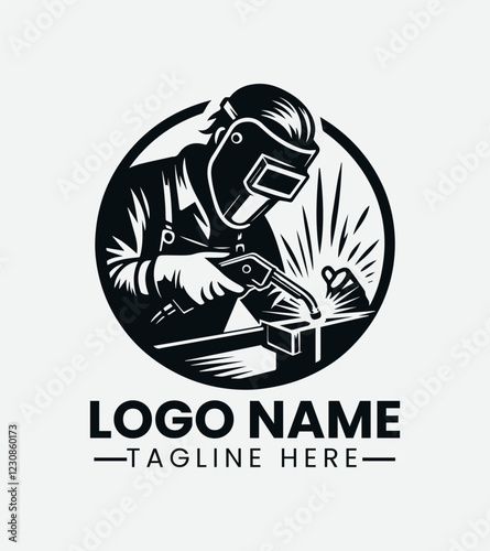 Professional Welder Logo Design, Skilled Welder Logo, Metal Fabrication Logo, Industrial Strength Logo, Forge Logo