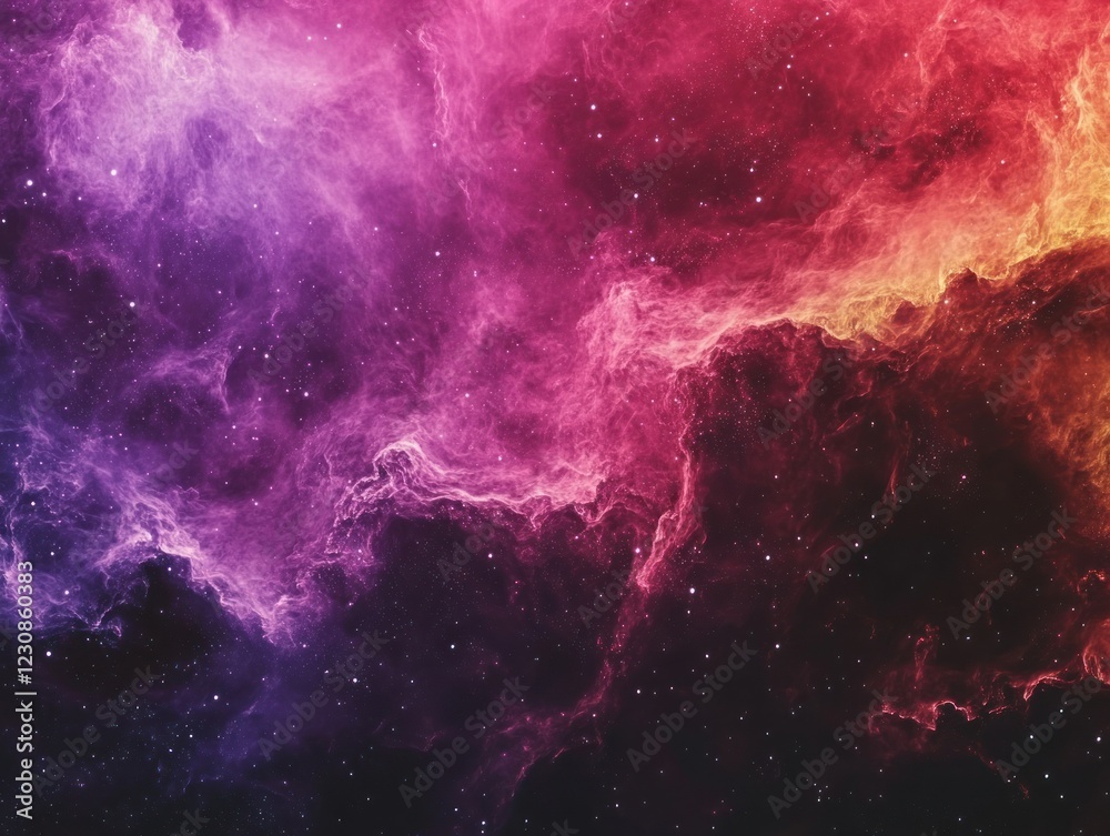 Fototapeta premium Vibrant Cosmic Nebula with Streaks of Pink, Purple, and Orange against a Starry Background