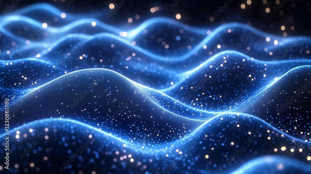 Abstract glowing waves with blue and white light patterns. Generative AI Abstract glowing waves with blue and white light patterns. Generative AI
