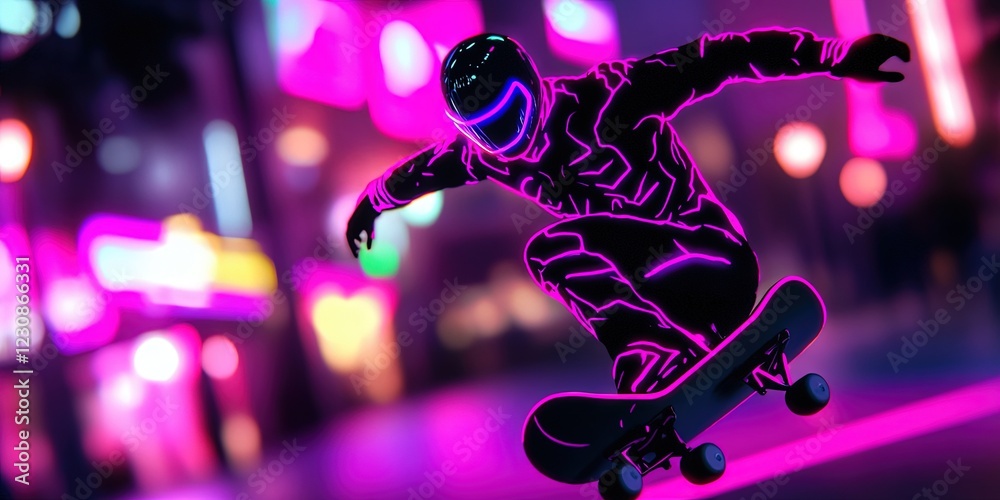 Fototapeta premium skateboarder holographic metaverse