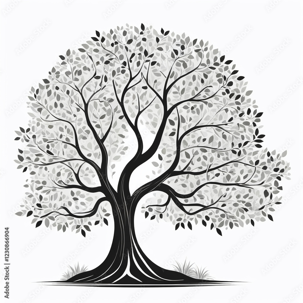 Fototapeta premium AI generative. Flat design of silhouette of tree on white background. 7