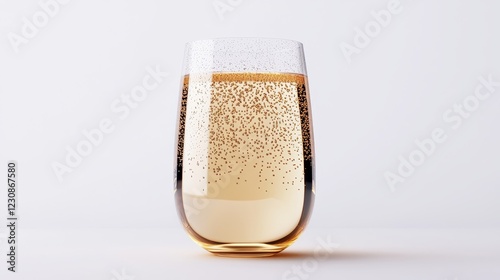 a glass of chilled sparkling apple cider with condensation, thanksgiving drink, detailed 3D render, isolated on white background