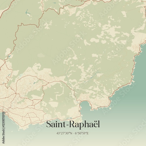 Retro map of Saint-Rapha�l, Provence-Alpes-C�te d'Azur, France. Vintage street map.