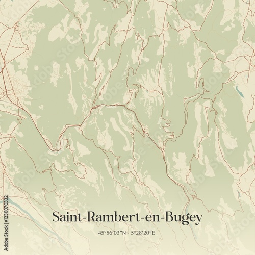 Retro map of Saint-Rambert-en-Bugey, Auvergne-Rh�ne-Alpes, France. Vintage street map. photo