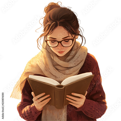 Antique Spring Reading Clipart – Vintage Book Vector Illustration