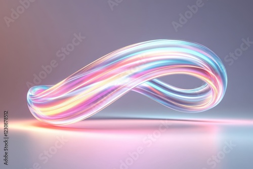 Holographic abstract colorful fluid shape twisting and turning in a continuous loop