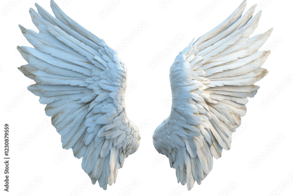 Obraz premium White Wings Spread Out Gracefully Against Black Background, Showing Freedom and Purity.