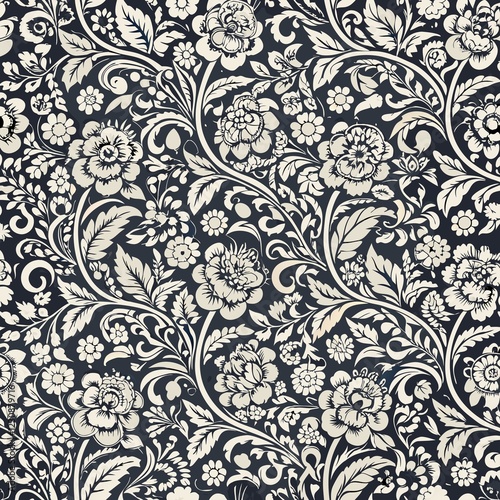 Seamless Vintage Floral Pattern – Elegant Ornamental Botanical Design