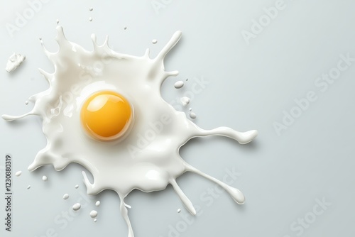 Raw egg yolk splashing on white background