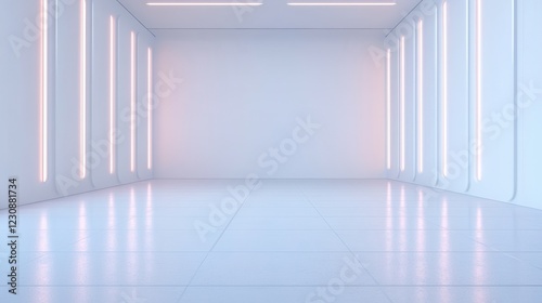 Modern Minimalist Interior with Soft Lighting and Clean Lines