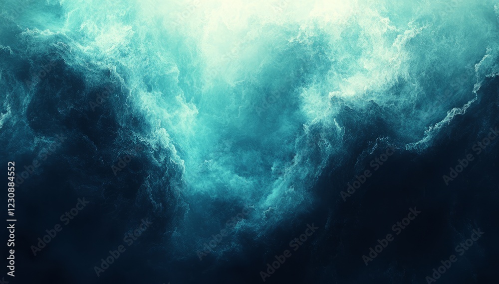 Abstract teal and dark blue textured background resembling swirling clouds or ocean waves. Abstract teal and dark blue textured background resembling swirling clouds or ocean waves.
