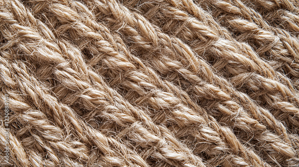 Close-Up Texture of Natural Twisted Jute Rope with Warm Brown Color Close-Up Texture of Natural Twisted Jute Rope with Warm Brown Color
