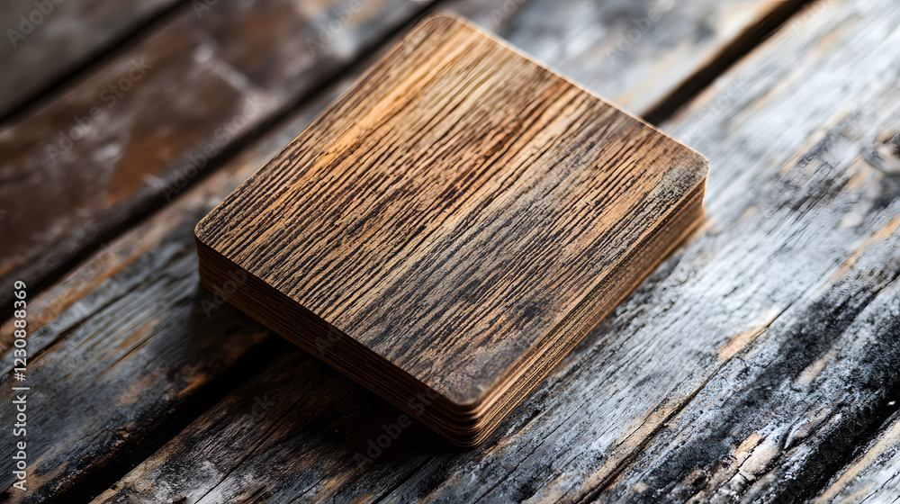 Fototapeta premium Rustic Business Card Design with Authentic Wood Textures and Earthy Tones