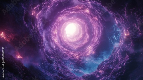 Fototapeta Naklejka Na Ścianę i Meble -  Futuristic glowing vortex in a dark cavern. Generative AI