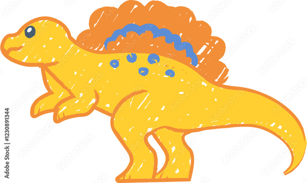 Obraz premium Dinosaur Crayon Kids Scribble