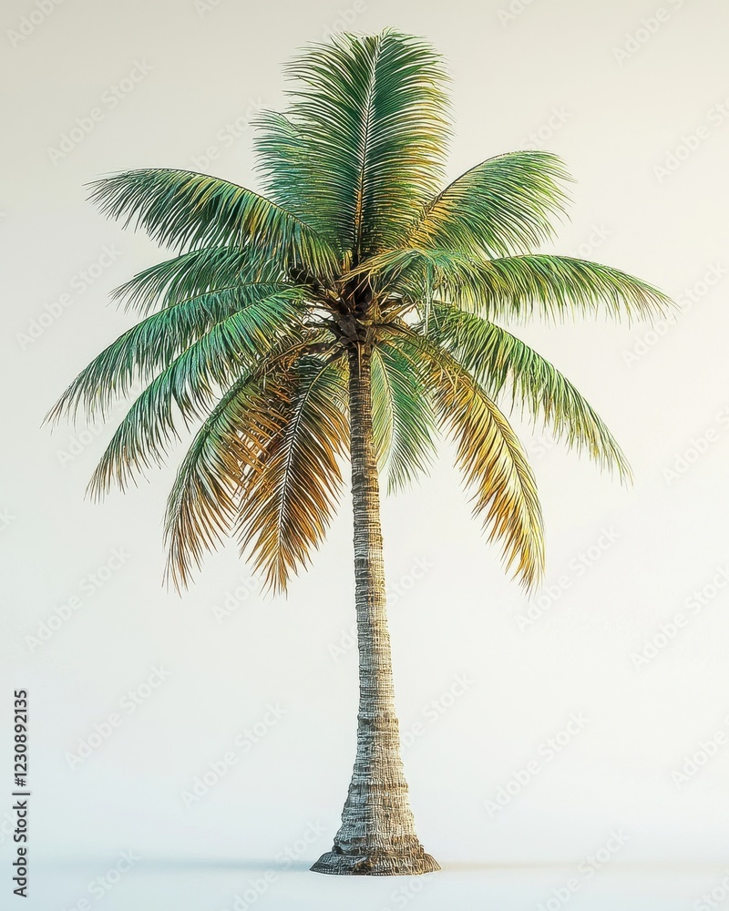 Obraz premium Single Tall Palm Tree Illustration Isolated on White Background Minimalist Design