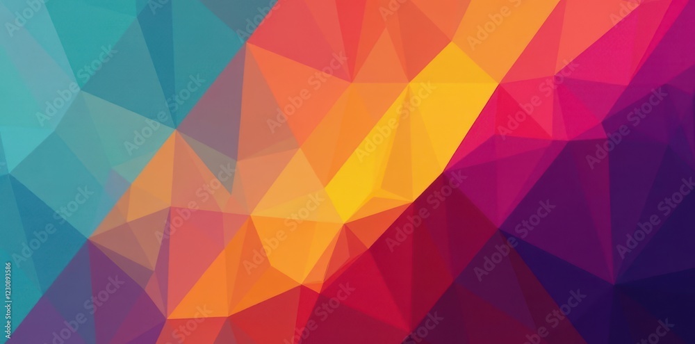 Overlapping triangles, vibrant hues, sharp lines, background, lines, bright