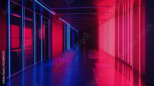 Abstract Neon Tunnel with Pink and Blue Glowing Lights
