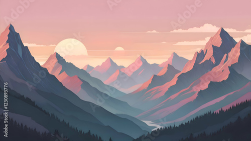 sunset in the mountains photo