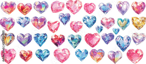 crystal heart gem watercolor clipart