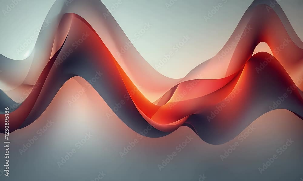 Abstract red waves flowing, gray background, design element