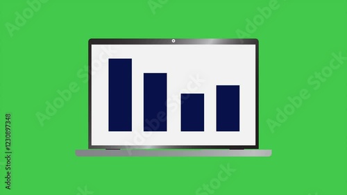 Chart animation on a laptop for business, business chart animation, chart animation for business