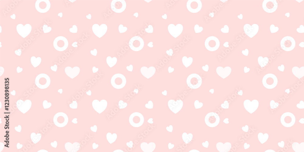 White Heart Seamless Pattern on Pink Background. Love romantic theme. Pattern hearts with Love for Valentine's Day. Valentines day background. Vector abstract texture with small hearts