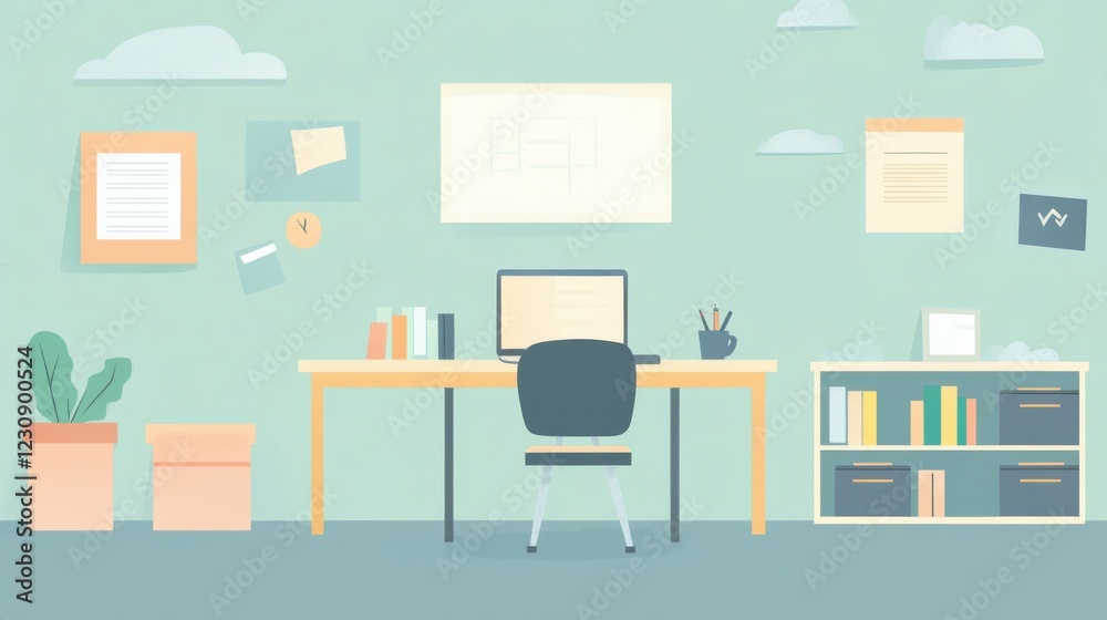 Cozy and Modern Home Office Workspace with Minimalist Decor Cozy and Modern Home Office Workspace with Minimalist Decor