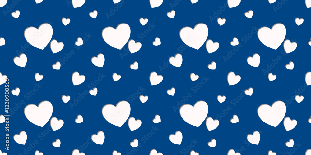 White Heart Seamless Pattern on blue Background. Love romantic theme. Pattern hearts with Love for Valentine's Day. Valentines day background. Vector abstract texture with small hearts White Heart Seamless Pattern on blue Background. Love romantic theme. Pattern hearts with Love for Valentine's Day. Valentines day background. Vector abstract texture with small hearts