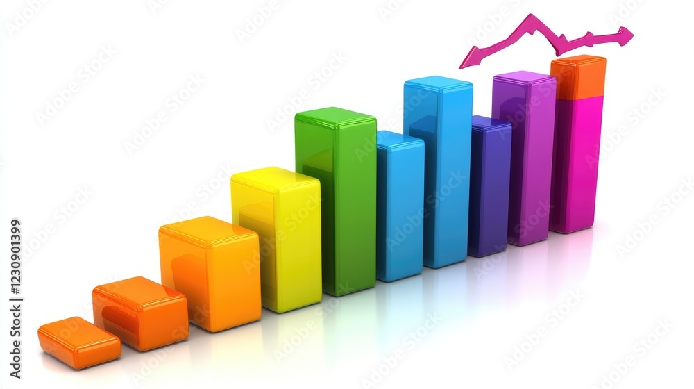 A D bar chart with vibrant colors, showing financial growth trends over time, set against a white background to emphasize the upward trajectory. A D bar chart with vibrant colors, showing financial growth trends over time, set against a white background to emphasize the upward trajectory.