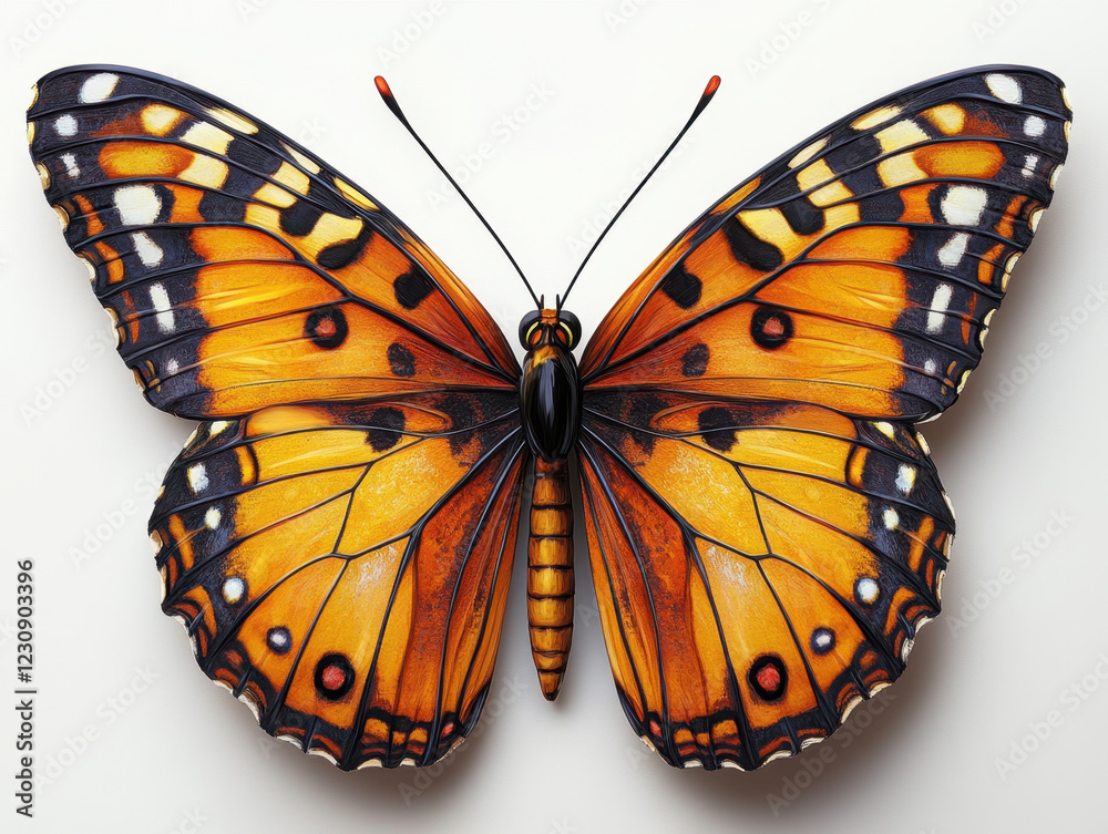Fototapeta premium beautiful hyper realistic orange monarch butterfly with intricate patterns and vibrant colors, showcasing nature artistry and elegance