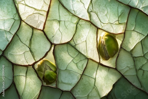 Close-up of green lotus leaves with water droplets photo