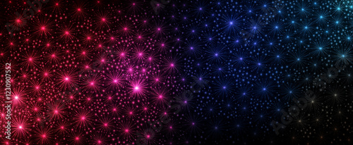 Wallpaper Mural A digital art background featuring stars in shades of pink, purple, and blue against a dark black backdrop. The stars vary in size and shape, with gradients transitioning from dark to light, creating  Torontodigital.ca
