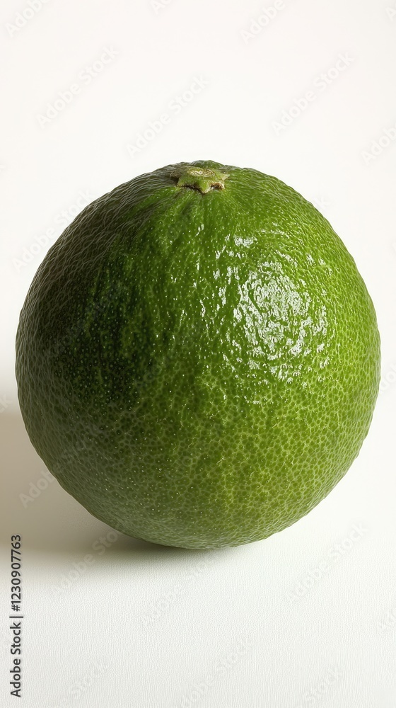 Single lime, fresh, vibrant green, studio shot, white background, food photography Single lime, fresh, vibrant green, studio shot, white background, food photography