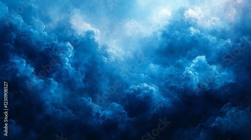 Abstract blue cloud painting with misty feel. Generative AI