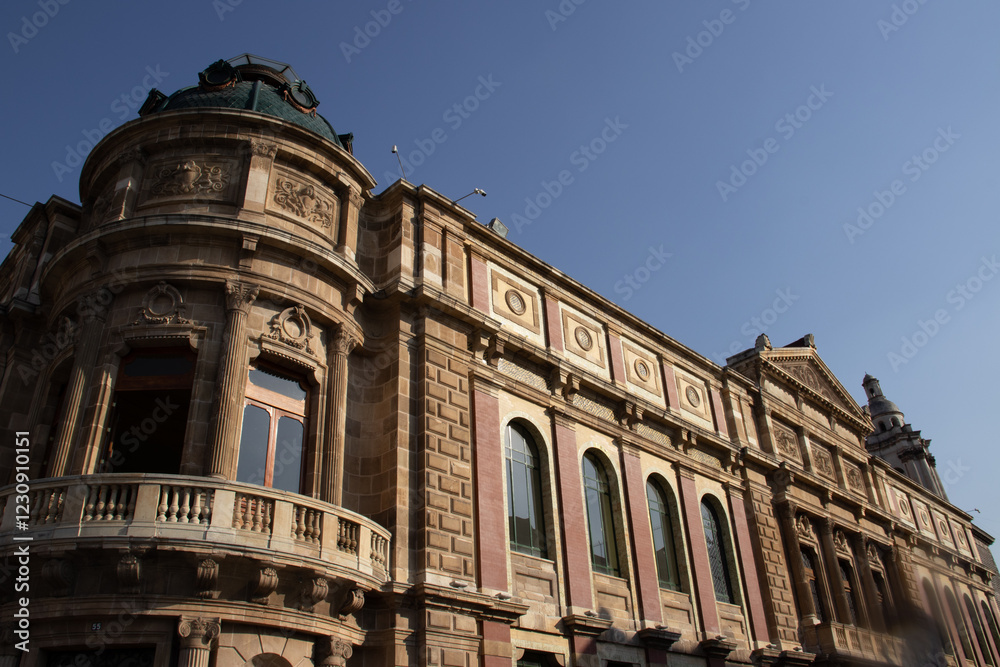Fototapeta premium Beautiful historic buildings around the famous Zocalo at the downtown of Mexico City.