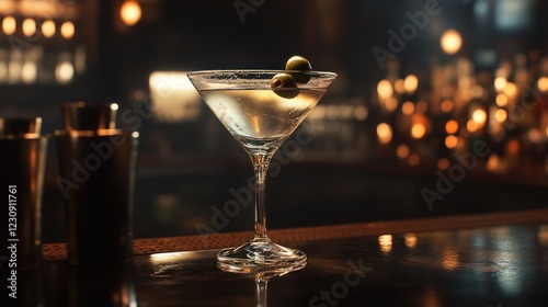 Wallpaper Mural Elegant Martini Cocktail on Bar Top with Warm Background Torontodigital.ca