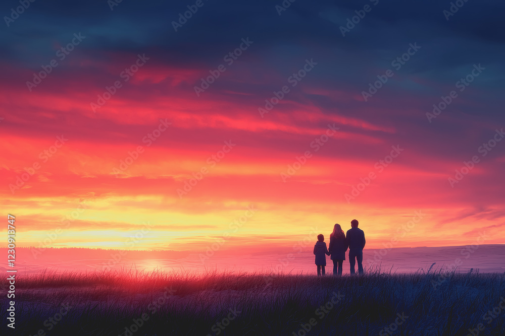 Couple standing on a beach during sunset with colorful sky and ocean waves in the background creating a romantic atmosphere Couple standing on a beach during sunset with colorful sky and ocean waves in the background creating a romantic atmosphere