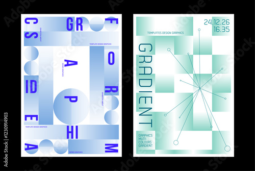 poster template typo layout editorial circle square gradient graphic design background