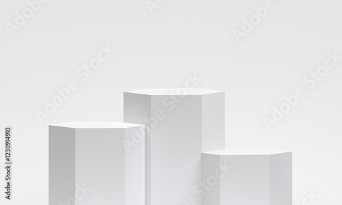 White product display podium in studio room, for display presentation
