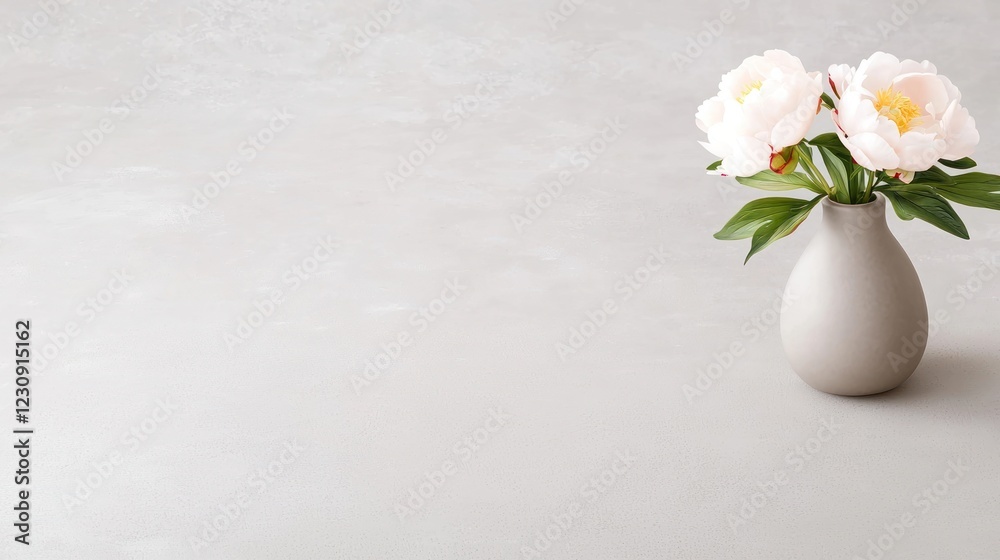 Pastel Peonies in a Grey Vase on a Textured Background Pastel Peonies in a Grey Vase on a Textured Background