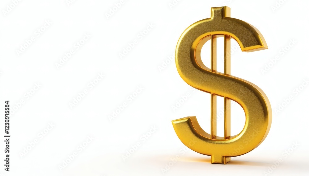 Obraz premium Golden Dollar Sign 3d Render Wealth Finance Symbol