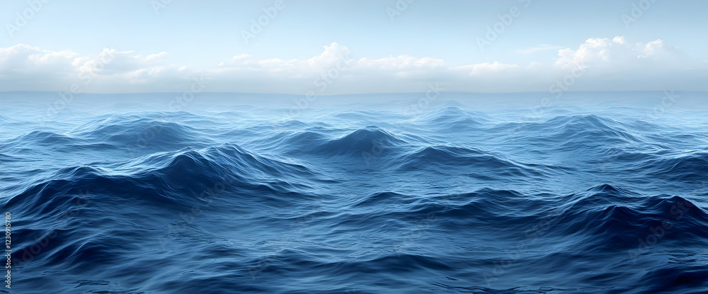 Fototapeta premium Vast Ocean Panorama Under a Cloudy Sky