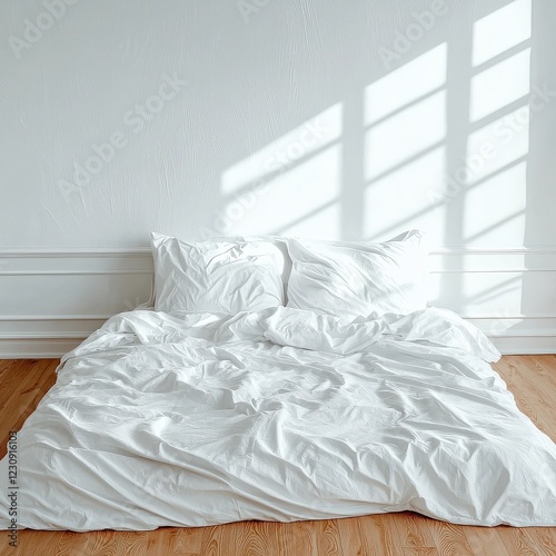 Peaceful Sleep on a Cozy Bed with Soft Pillows and White Sheets