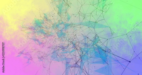 Wallpaper Mural Image of network of connections over colourful shapes moving Torontodigital.ca